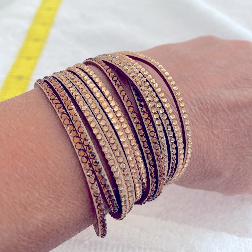 Double wrap trendy vegan leather bracelet